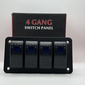 4 Gang Toggle Rocker Switch Panel for Car Boat Marine Truck Blue LED